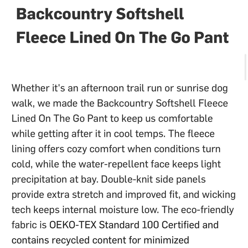 Backcountry Softshell Fleece Lined On The Go Pants | Black & Olive | Jogger M - Picture 6 of 11